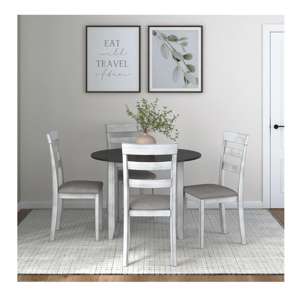 Jersey 5-Piece Drop Leaf Wood Dining Set with Round Table & 4 Chairs