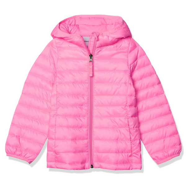 Girls' Lightweight Water-Resistant Packable Hooded Puffer Jacket