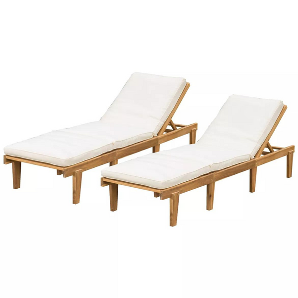 2-Pack Ariana Acacia Wood Chaise Lounge