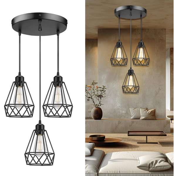 Industrial 3-Light Pendant Light Fixture