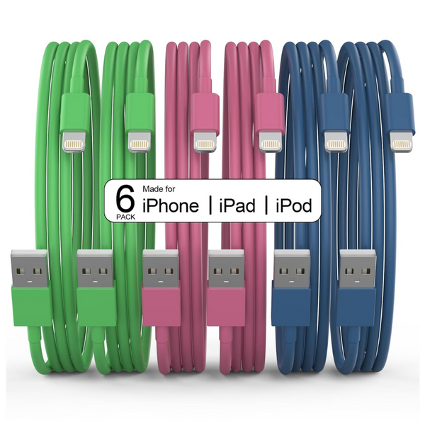 6-Pack MFi Certified iPhone Fast Charging Lightning Cable