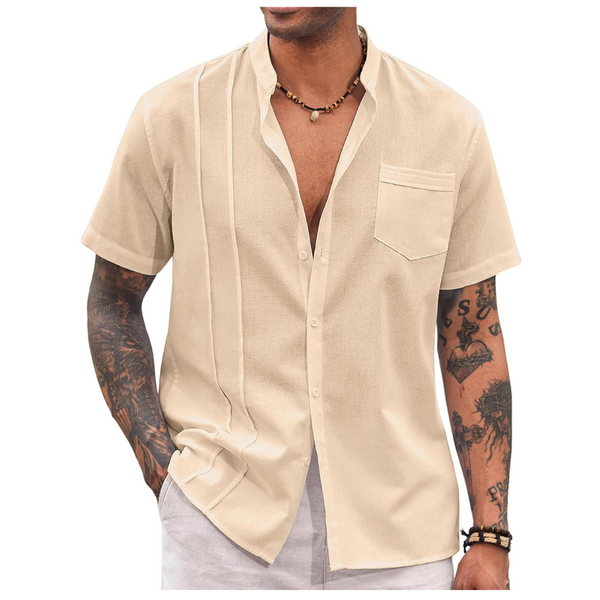 COOFANDY Men's Cuban Guayabera Cotton Short Sleeve Shirt