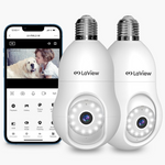 2-Pack LaView 4MP Bulb 2.4GHz 2K Security Camera Compatible with Alexa