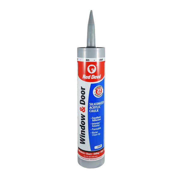 Red Devil Window & Door Siliconized Acrylic Caulk 10.1oz Gray Tube