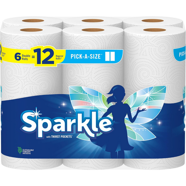 6-Pack Sparkle Double Rolls Pick-A-Size Paper Towels