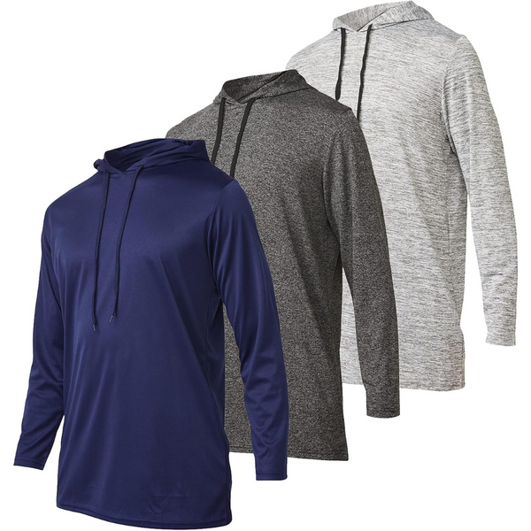 3-Pack Ultra Performance Men's Long Sleeve Pullover T-Shirts