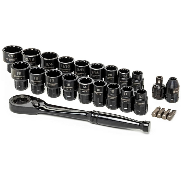 25-Piece Crescent 3/8" Drive Pass-Thru X6 Spline Mechanics Tool Set