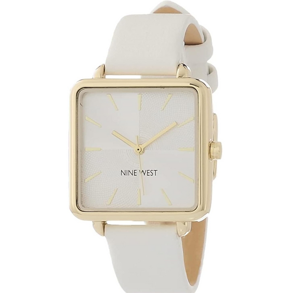 Nine West Women's Water Resistant Leather Strap With Buckle Closure Watch