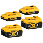 4-Pack (2x 2.0Ah + 2x 4.0Ah) DeWALT 20V MAX Lithium-Ion Batteries