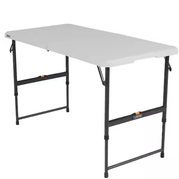 Lifetime 4 Ft. One Hand Adjustable Height Fold-in-Half Table