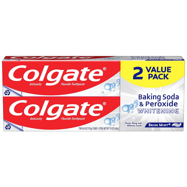 2-Pack 6oz Colgate Baking Soda and Peroxide Whitening Toothpaste