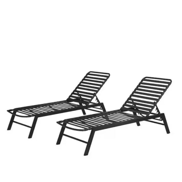 2-Pack Hampton Bay Adjustable Outdoor Strap Chaise Lounger