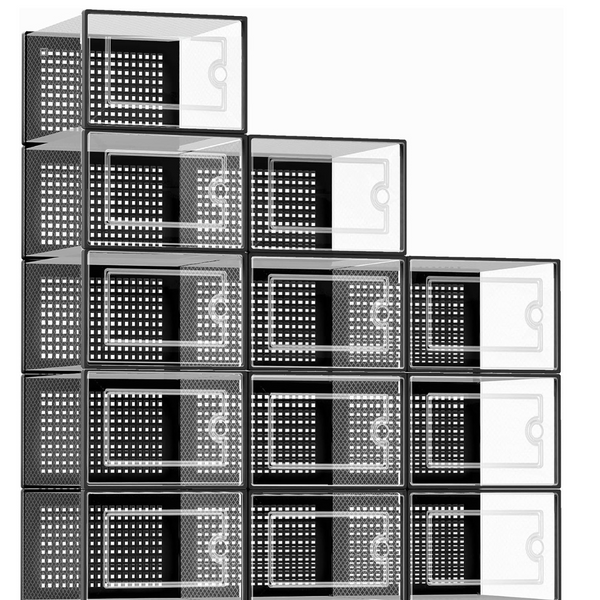 12-Count Kuject Clear Plastic Stackable Sneaker Container Bins