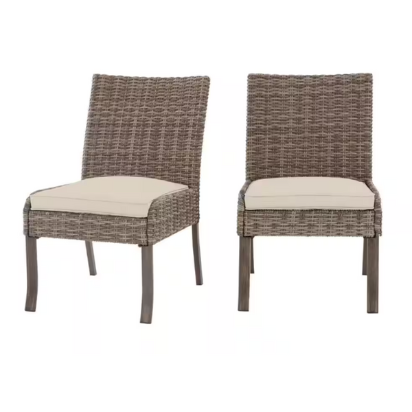 2-Pack Hampton Bay Wicker Patio Stationary Armless Dining Chairs