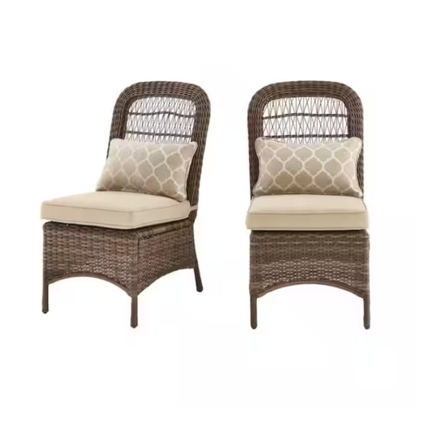 2-Pack Hampton Bay Beacon Park Brown Wicker Outdoor Patio Dining Chairs