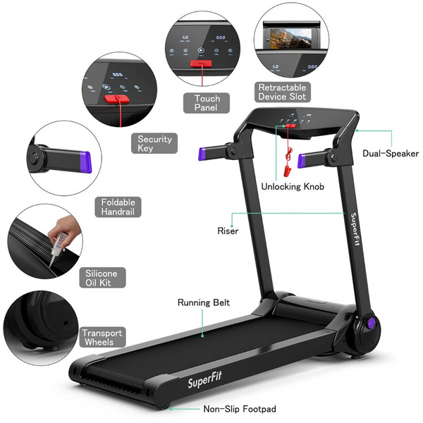 Costway SuperFit 3HP Folding Electric Treadmill Running Machine