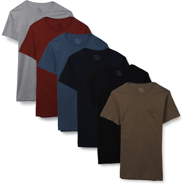 6-Pack Fruit of the Loom Men's Short Sleeve Pocket T-Shirt