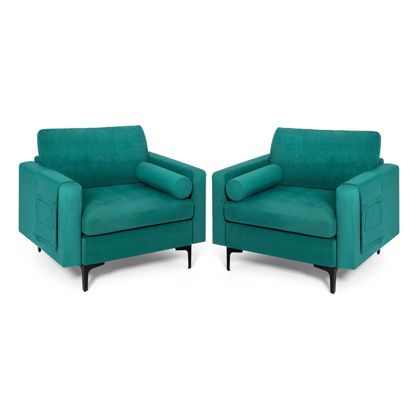 2-Set Costway Accent Armchair Single Sofa