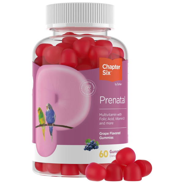 Zahler  Womens Prenatal Gummies  Grape Flavor with A C D3 E B6 B12 (60 Count)