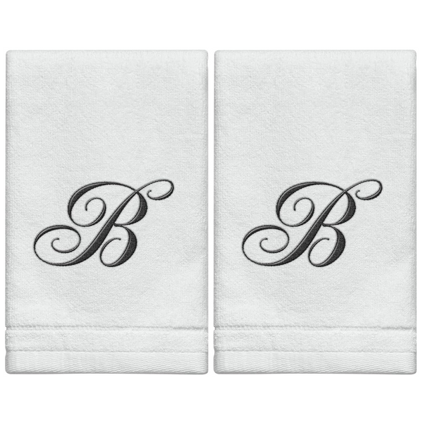 Set of 2 Creative Scents White Monogrammed Initial Fingertip Towels