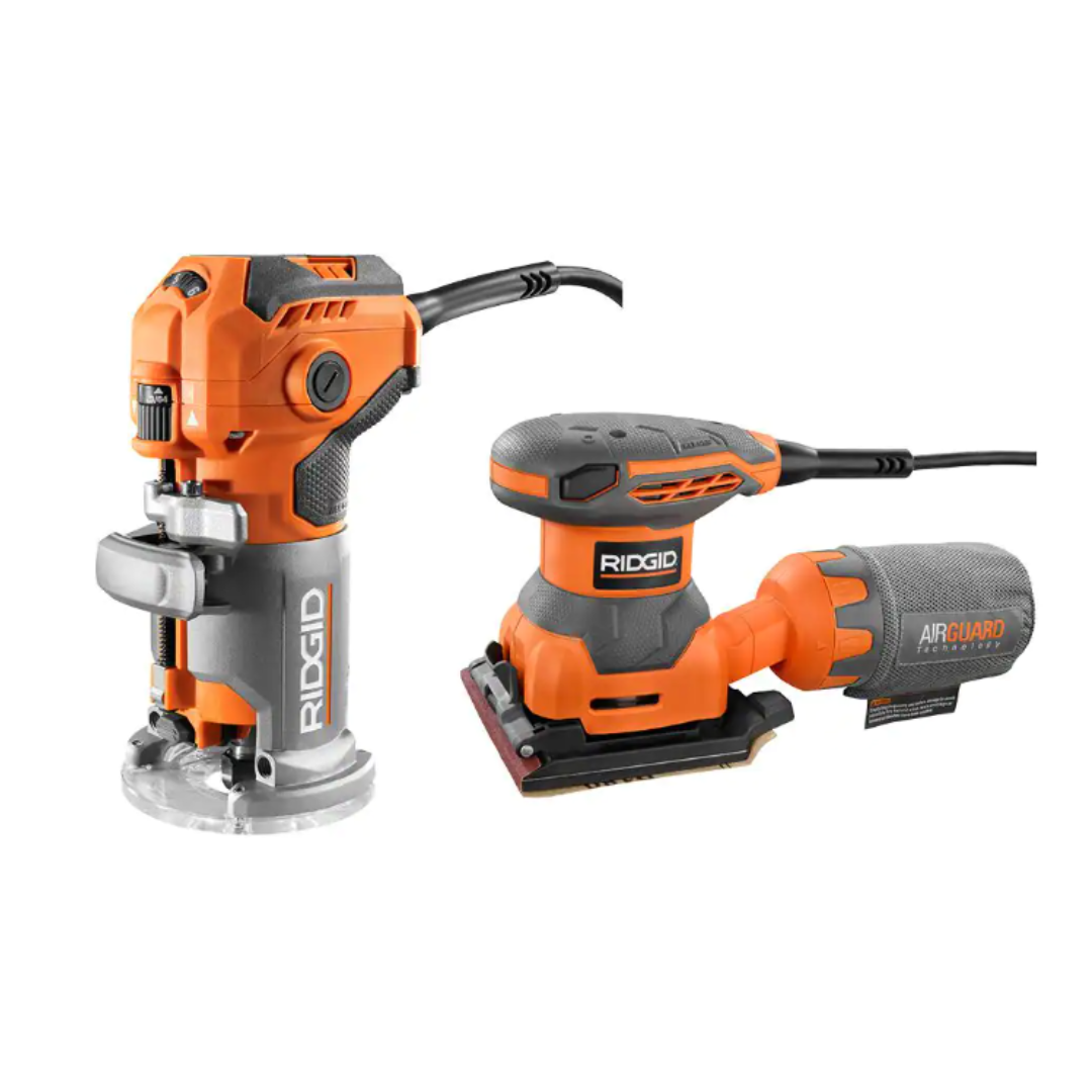 Ridgid 5.5Amp Corded Trim Router with 2.4Amp 1/4 Sheet Sander