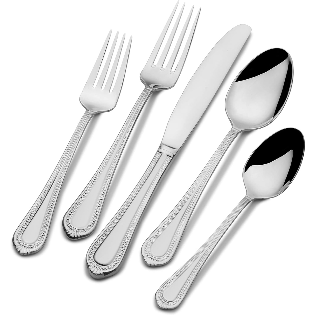 Mikasa Regent Bead 65-Piece Silverware Set 18/10 Polished Mirror Stainless Steel,Service for 12