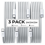 3-Pack 6.6ft Lisen 60W Braided USB-C to USB-C Charger Cables