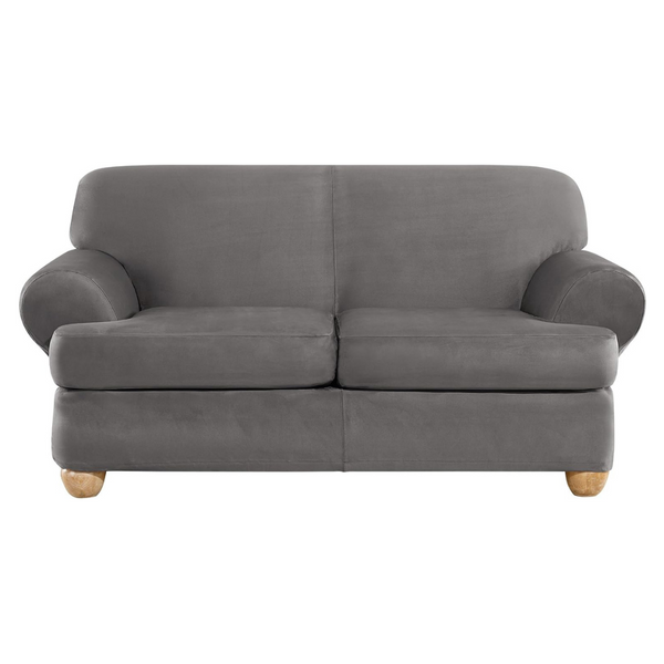 3-Piece SureFit Ultimate Suede T Cushion Loveseat Slipcover