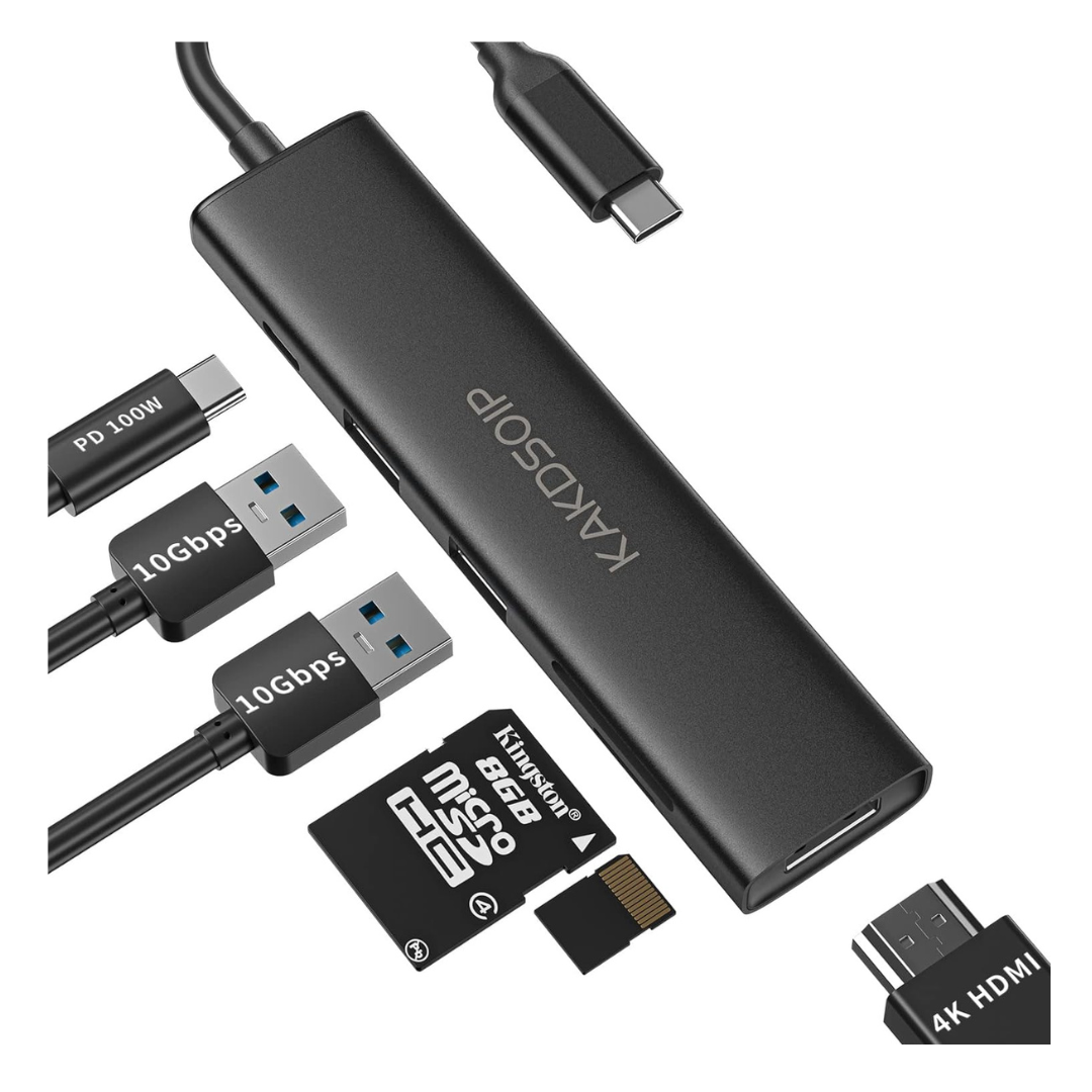 Kakdsoip 6-in-1 USB-C Hub Multiport Adapter with 4K@60Hz HDMI