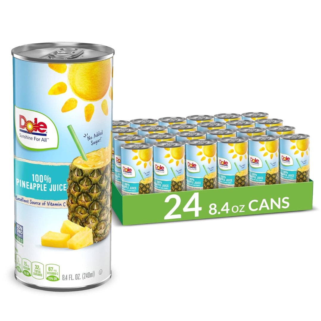 24-Count 8.4-Oz Dole 100% Pineapple Juice with Added Vitamin C