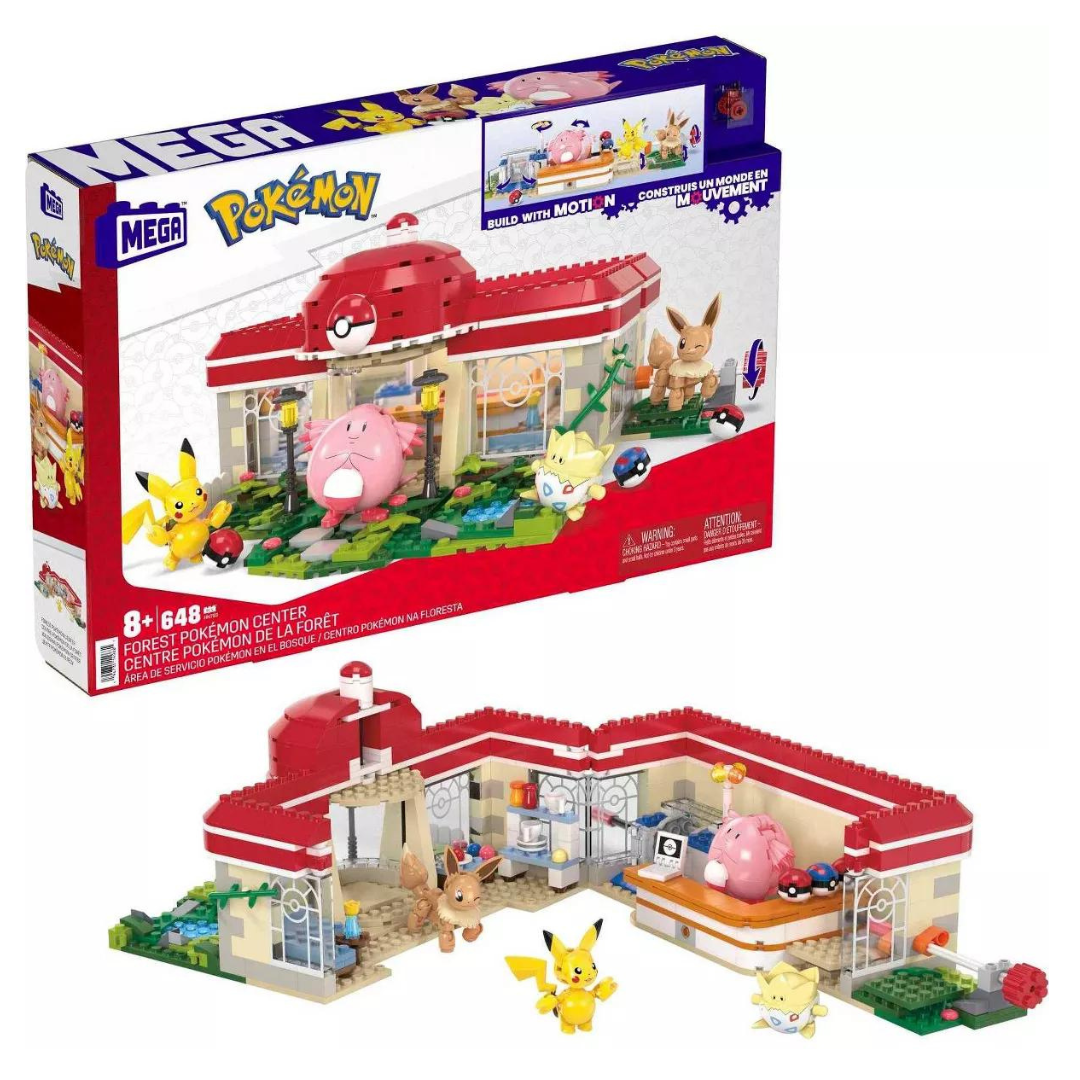 648-Piece MEGA Forest Pokémon Center Building Toy Set w/ 4 Figures