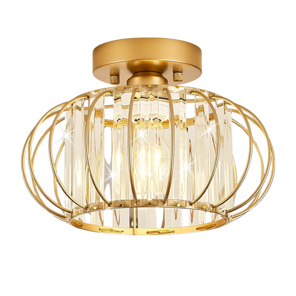 Modern Gold Crystal Ceiling Light Fixture