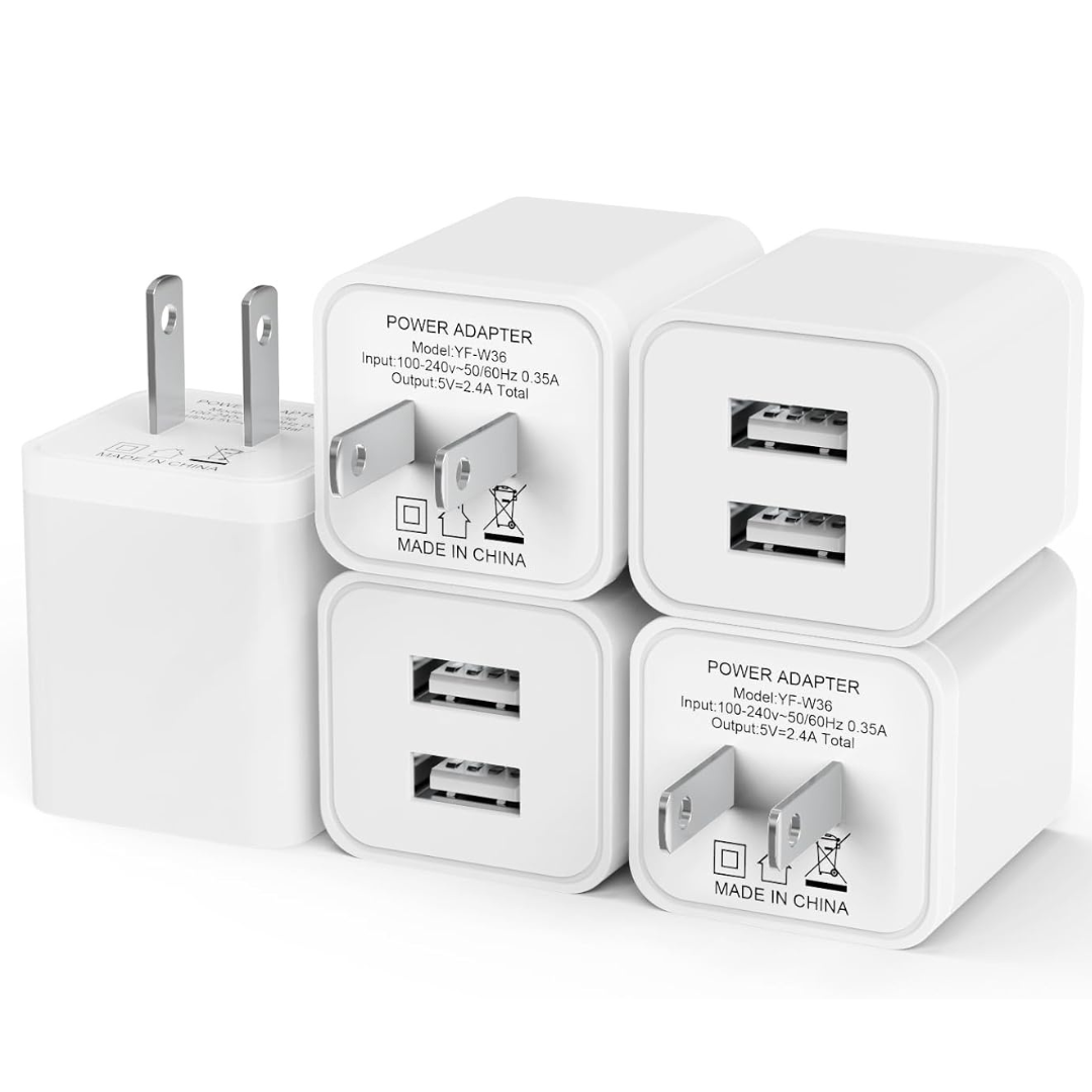 5-Pack Dual USB Wall Charger