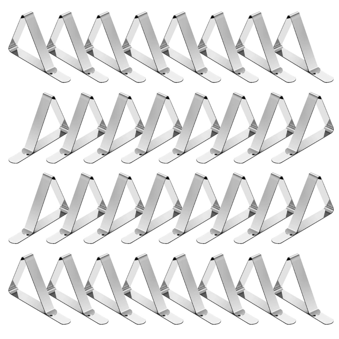 32-Pack TriPole Stainless Steel Table Cover Clamps Skirt Clips
