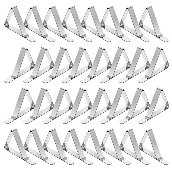 32-Pack TriPole Stainless Steel Table Cover Clamps Skirt Clips