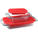 4-Piece Pyrex Extra Large Glass Baking Dish Set w/Lids & Handles