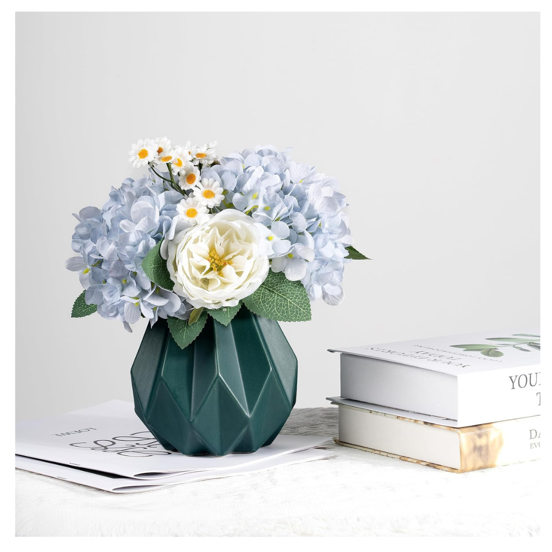 Artificial Hydrangeas Flowers with Vase