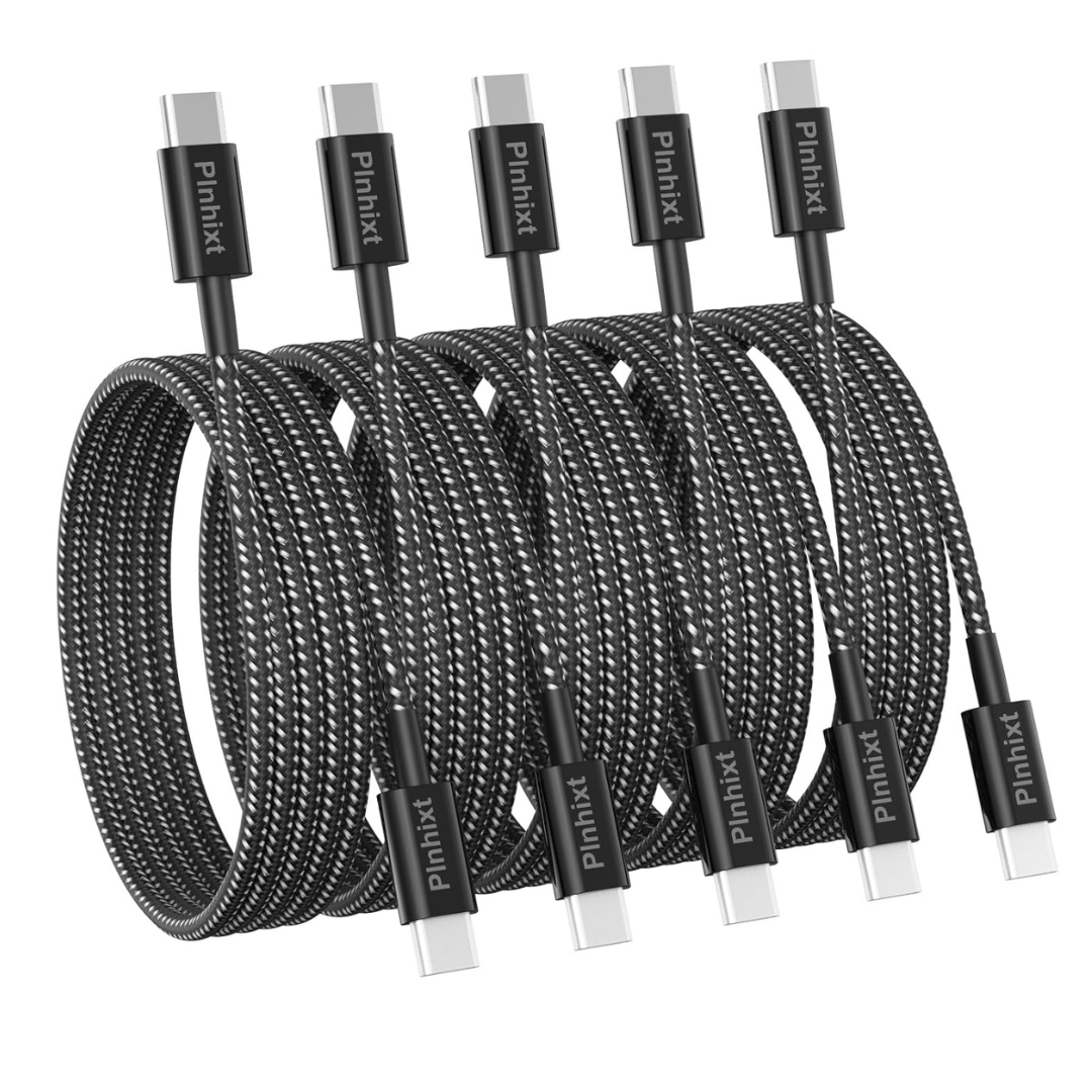 5-pk 6' 60W USB C to USB C Charger Cable