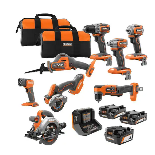 Ridgid 8-Tool 18V SubCompact Brushless Cordless Kit w/ Batteries (4Ah + 2x 2Ah)