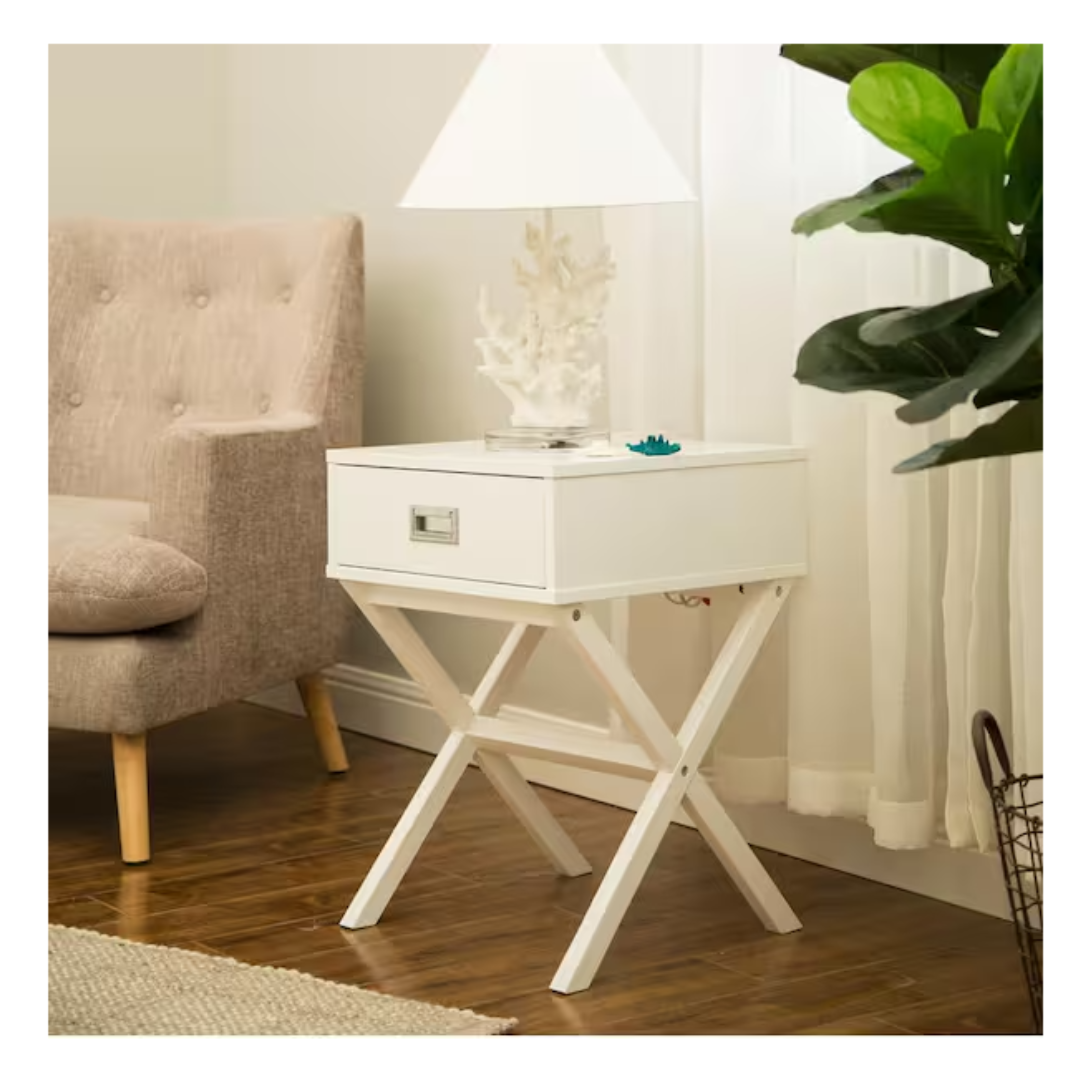 Modern Shape X-Side Table with Drawer