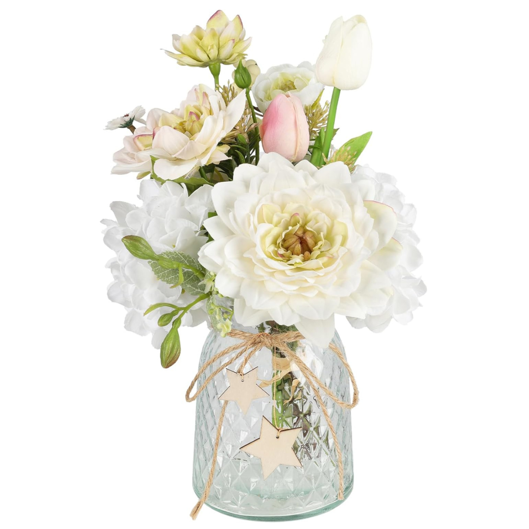 Artificial Flowers with Vase, Hydrangea Dahlia