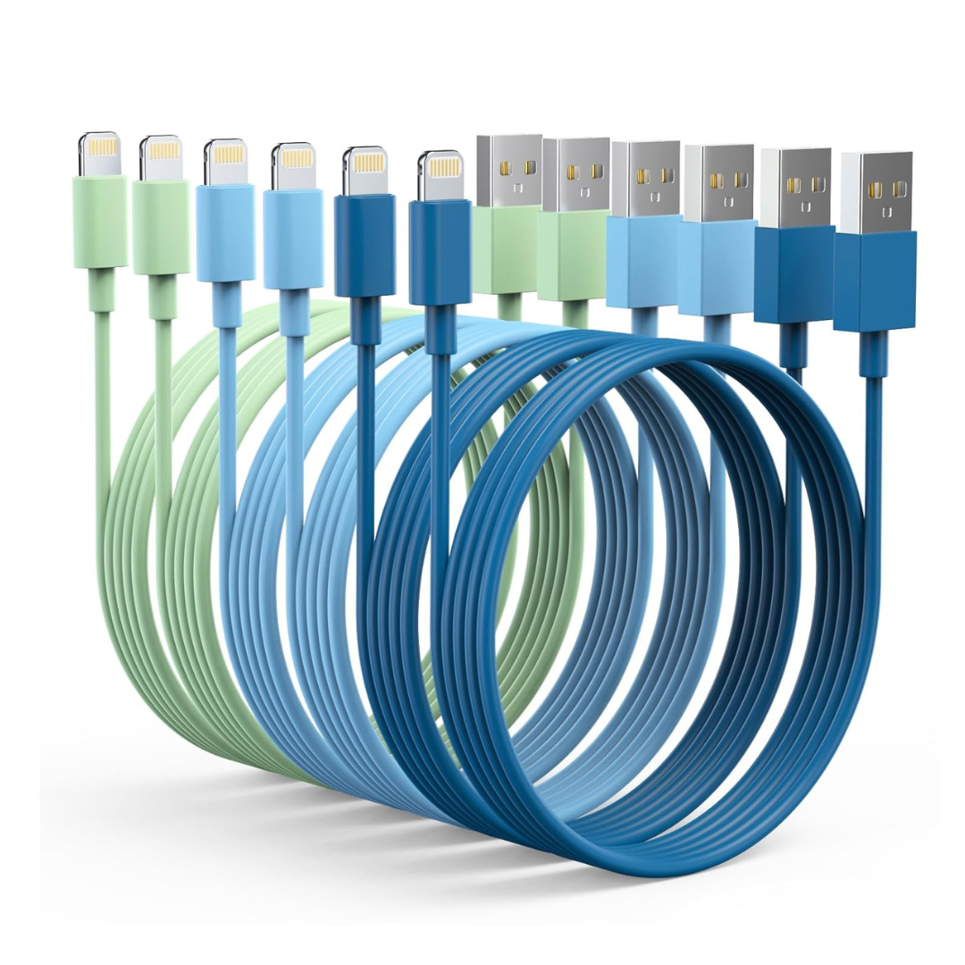6-Pack Apple MFi Certified Fast Charging Lightning Cable