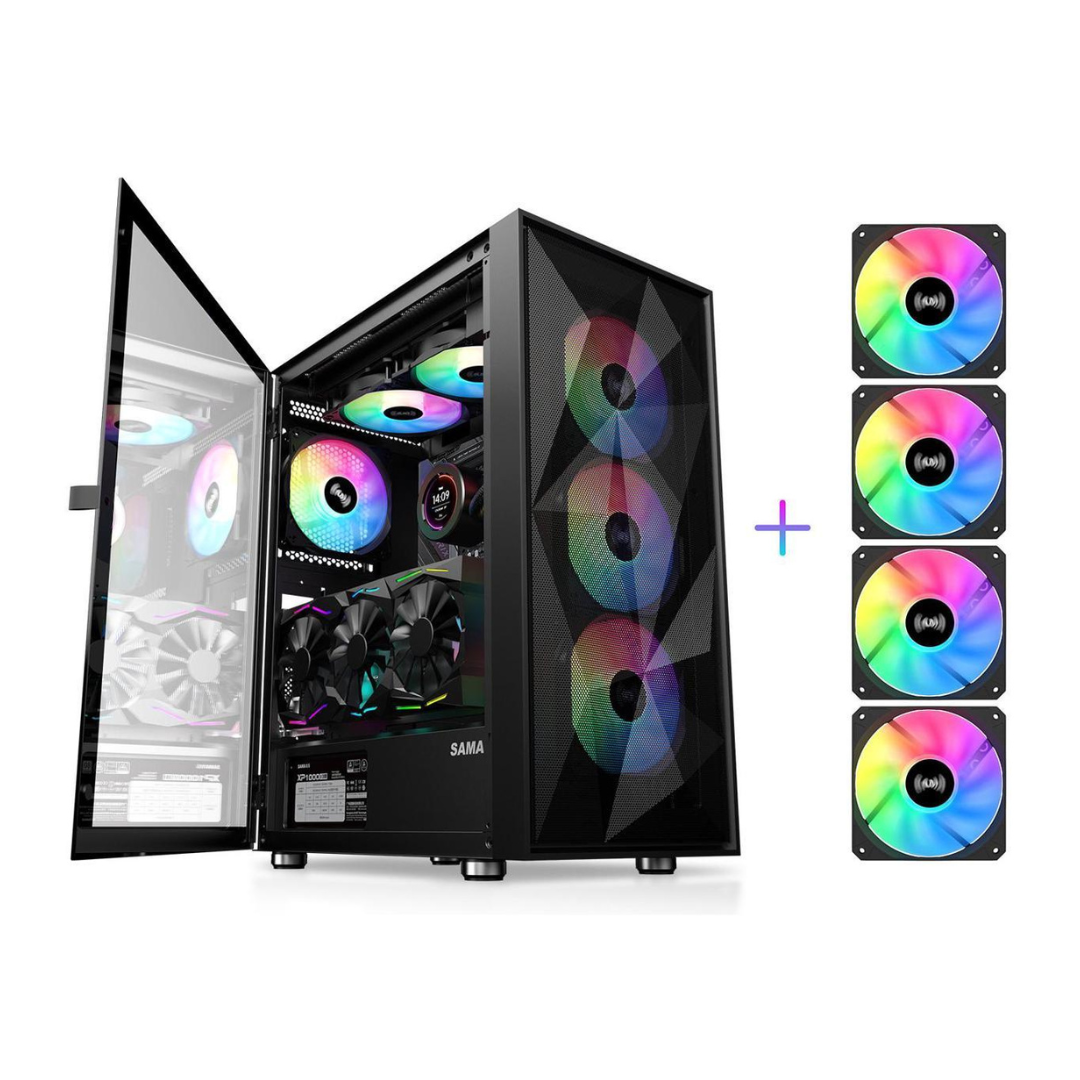 SAMA Open Door Tempered Glass ATX Mid Tower Gaming Computer Case + $5 GC