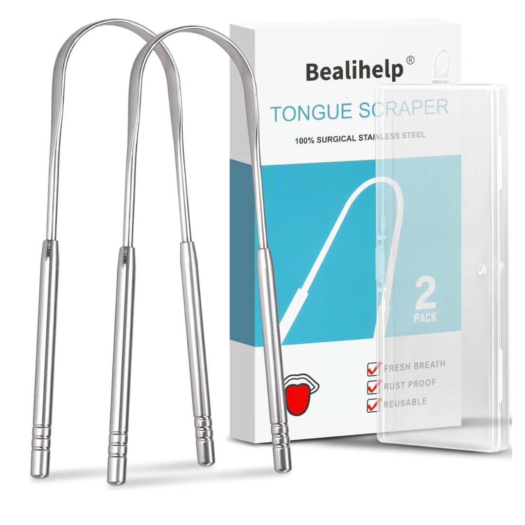 2-Pack Bealihelp Surgical 304 Stainless Steel Tongue Cleaner