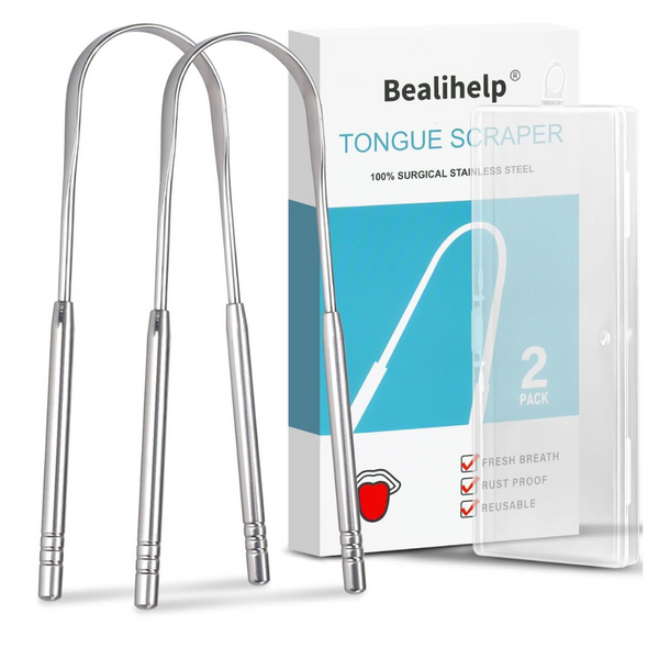 2-Pack Bealihelp Surgical 304 Stainless Steel Tongue Cleaner