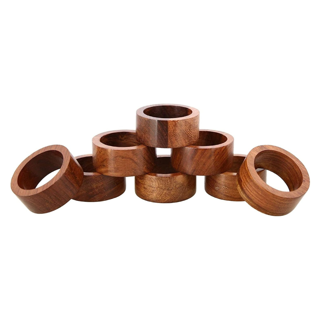 Set of 8 Handmade Wooden Napkin Rings