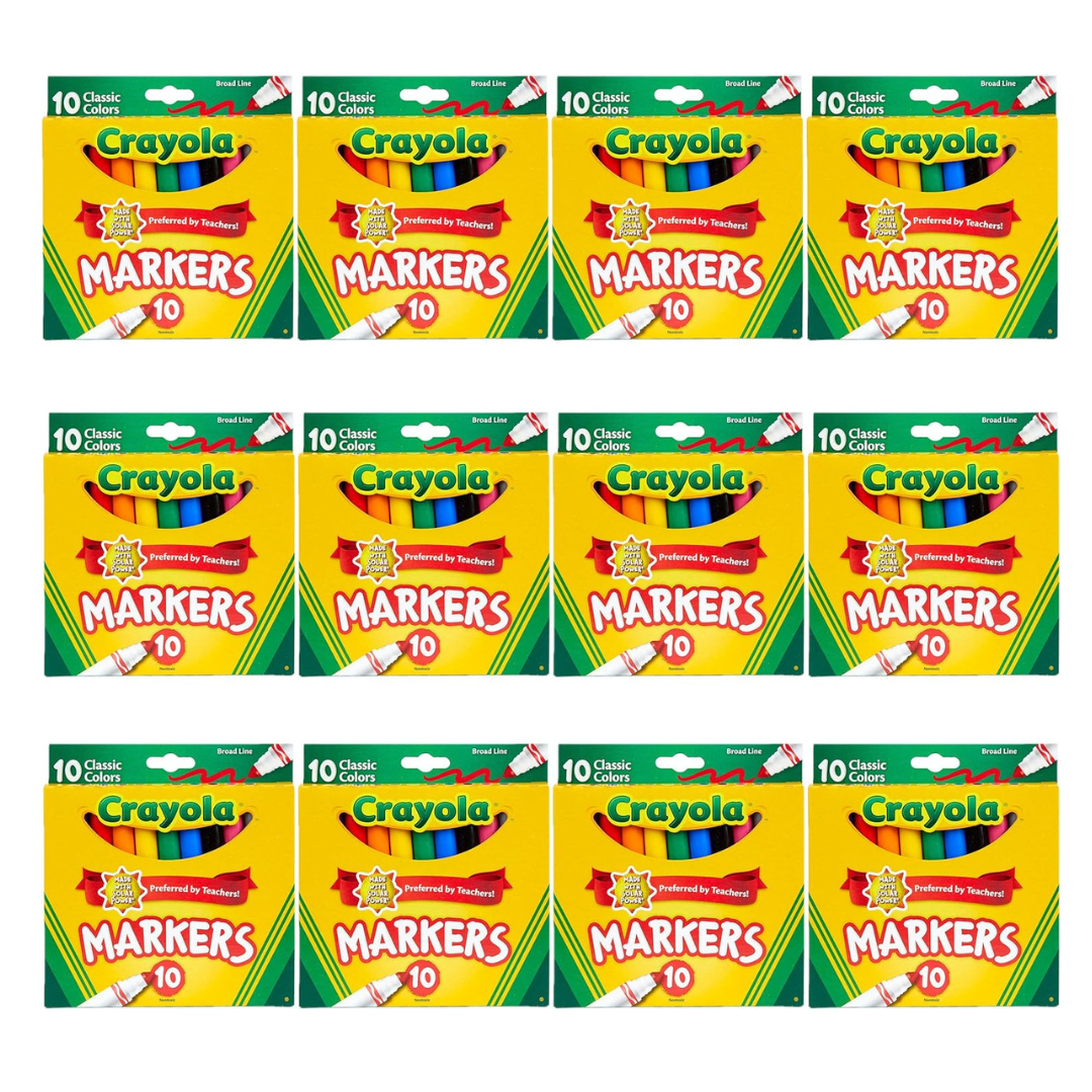 12 Packs of Crayola Broad Line Markers with 10 Colors