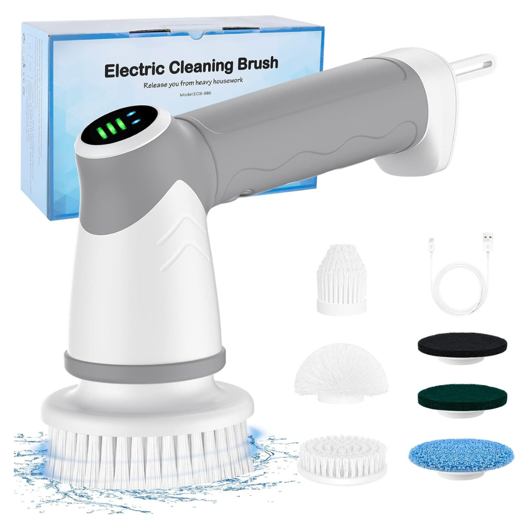 Koohoro Electric Spin Scrubber with 6 Replaceable Brush Heads