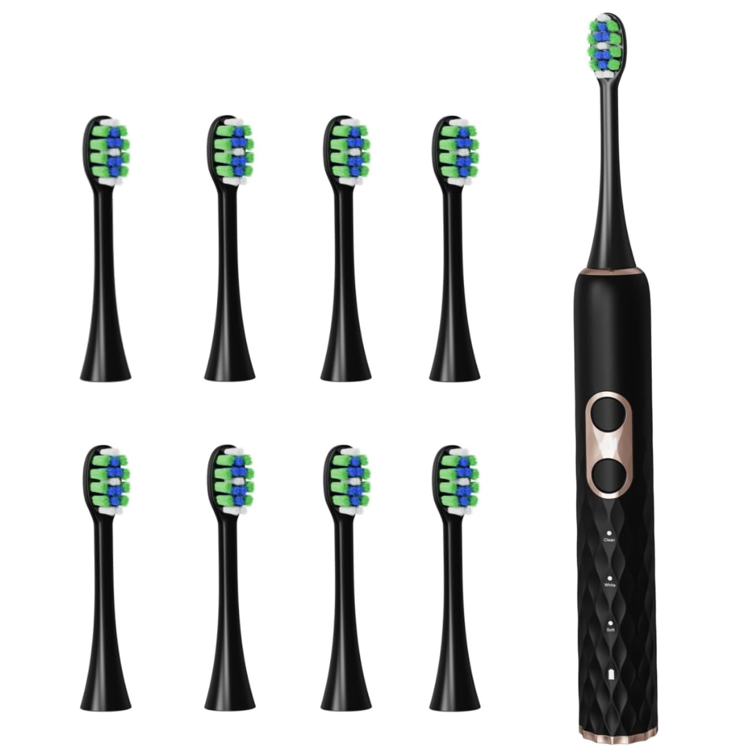 Jimbobo Sonic Electric Rechargeable Toothbrushes with 8 Brush Heads