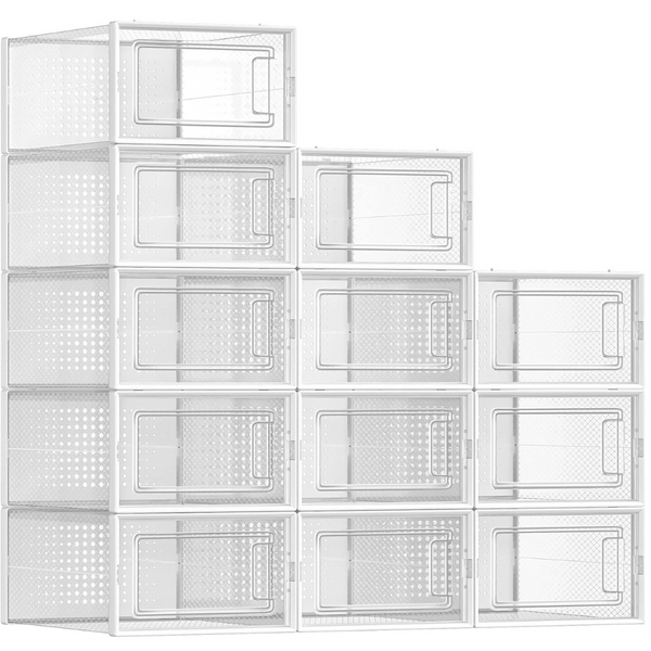 12-Pack Songmics Stackable Clear Plastic Shoe Boxes